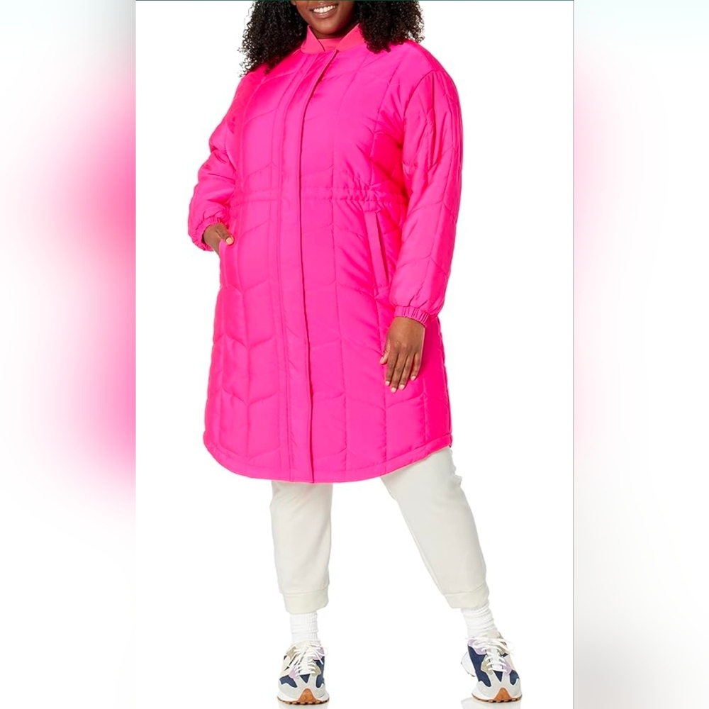Amazon Essentials Women's Oversized Quilted Coat In Neon Pink 4X